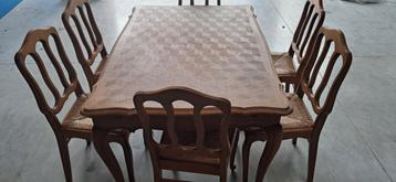 Tafel + 6 stoelen (vintage zgst), Huis en Inrichting, Ophalen, Zo goed als nieuw