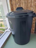 Vuilbak zwart plastic met schroefdeksel, Ophalen, Kunststof, 50 tot 75 cm, 40 liter of meer