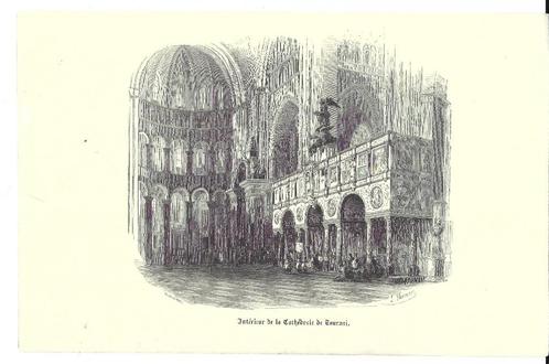 1853 - Tournai - intérieur de la Cathédrale, Antiquités & Art, Art | Eaux-fortes & Gravures, Enlèvement ou Envoi