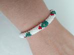 Gehaakte kralenarmband - Kerst, Ophalen of Verzenden, Nieuw, Wit, Overige materialen