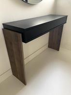 Sidetable zwart met hout, Huis en Inrichting, Ophalen, 100 tot 150 cm, Zo goed als nieuw, 25 tot 50 cm