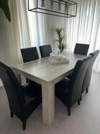 Moderne eettafel met 6 stoelen lichtgrijs, Huis en Inrichting, Ophalen, Gebruikt