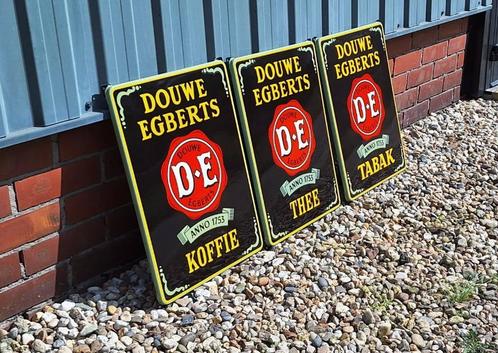 3 delige set emaille borden van Douwe Egberts(reproductie)., Verzamelen, Merken en Reclamevoorwerpen, Nieuw, Reclamebord, Ophalen