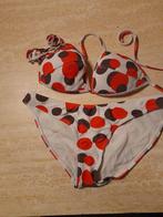 Bikini rembourré blanc à pois en rouge/marron taille 3, R, Enlèvement ou Envoi, Blanc, Bikini