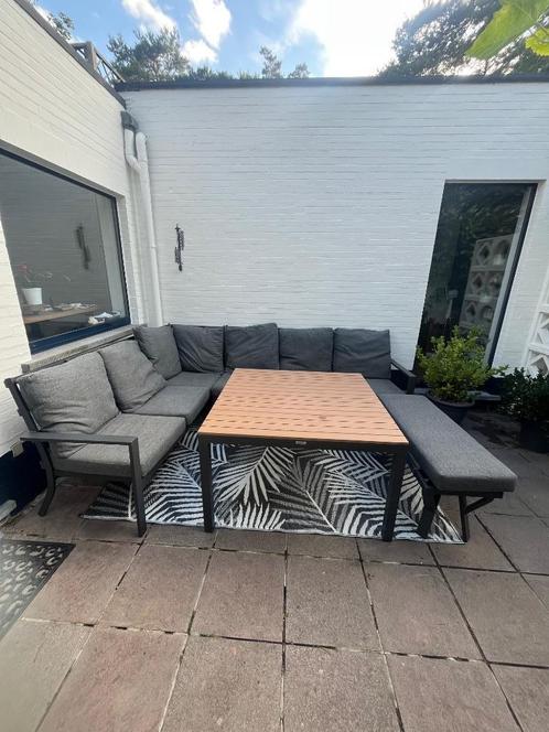 Tuinmeubelen, Tuin en Terras, Tuinsets en Loungesets, Gebruikt, Tuinset, Aluminium, 7 zitplaatsen, Bank, Bijzettafel, Eettafel