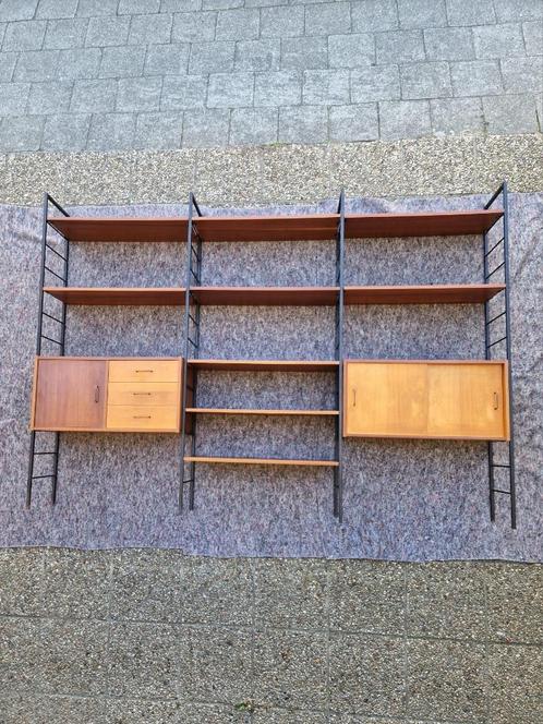 Vintage midcentury wandrek | wandsysteem | wandmeubel | kast, Huis en Inrichting, Kasten | Wandmeubels, Gebruikt, 150 tot 200 cm