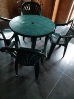 Kunstof stoel + tafel, Tuin en Terras, Tuinsets en Loungesets, Ophalen, 4 zitplaatsen, Kunststof, Gebruikt