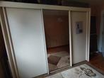 Witte kleerkast met spiegel en schuifdeuren, Ophalen, Gebruikt, 200 cm of meer, 200 cm of meer