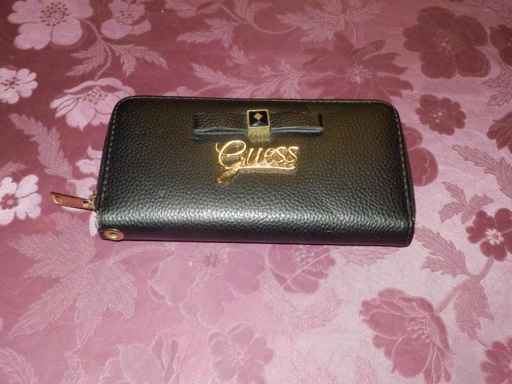 (17) - porte feuille noir - guess -, Handtassen en Accessoires, Portemonnees, Zo goed als nieuw, Guess, Zwart, Leder, Ophalen of Verzenden