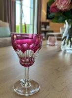 Val Saint Lambert — 9 glazen in kristal met rode voering, Ophalen