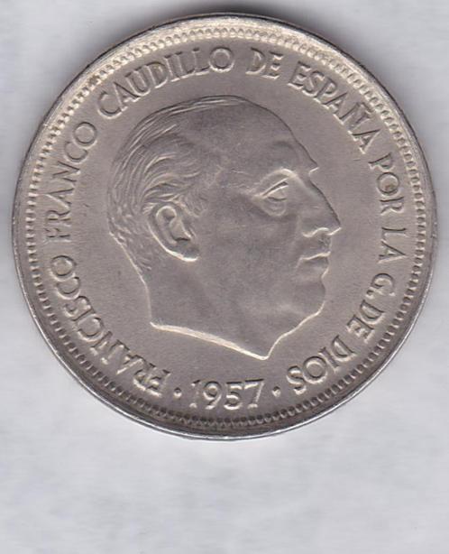 Spanje: 50 pesetas 1957 (59), Postzegels en Munten, Munten | Europa | Niet-Euromunten, Losse munt, Overige landen, Ophalen of Verzenden