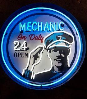 Mechanic on Duty neon en veel andere USA decoratie neons, Verzamelen, Merken en Reclamevoorwerpen, Nieuw, Lichtbak of (neon) lamp