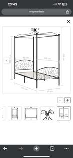 Lit baldaquin avec sommier comme neuf ! 90x200, Comme neuf, Noir
