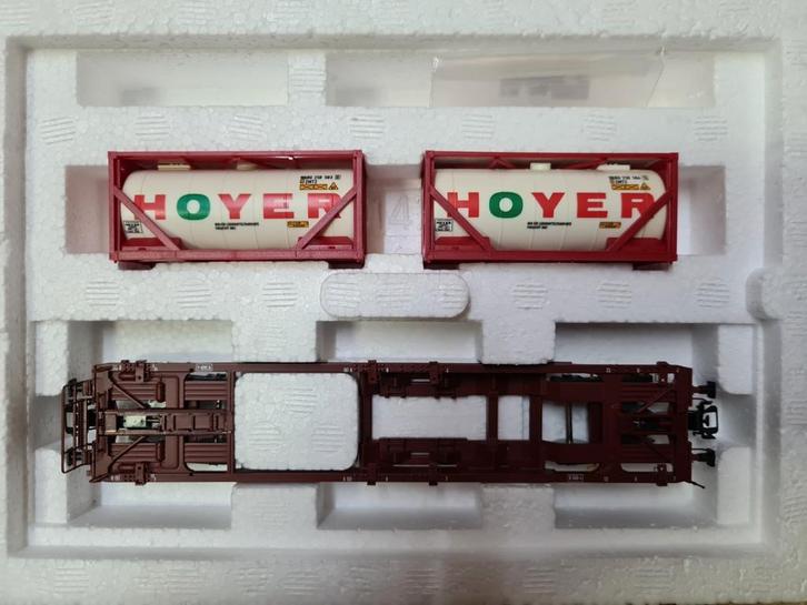 Märklin 47441 dreier 47452 Hoyer draagwagens in okt, Hobby en Vrije tijd, Modeltreinen | H0, Zo goed als nieuw, Märklin, Ophalen of Verzenden