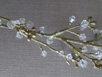 Noël longue branche fleurs comme perle de verre, doré déco, Divers, Enlèvement ou Envoi, Utilisé