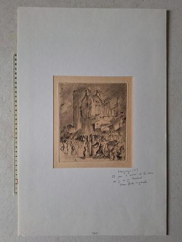Originele ets van Frank Brangwyn "Léglise de Belz" beschikbaar voor biedingen