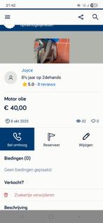 Motor olie te koop af te halen in tongeren, Ophalen