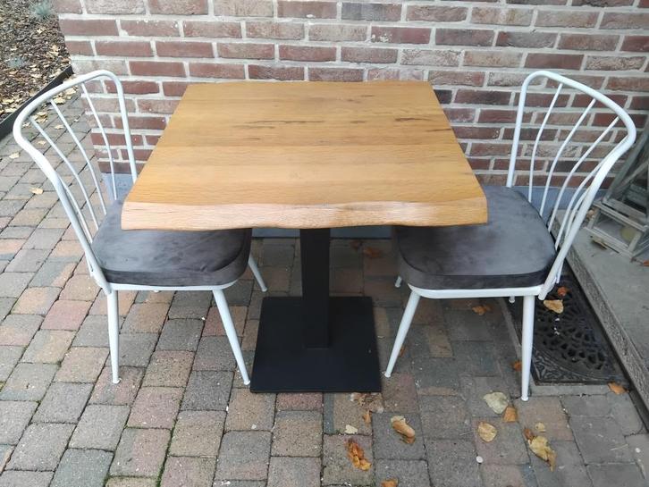 bistro boomstam tafel + 2 stoelen, Antiek en Kunst, Antiek | Meubels | Tafels, Ophalen