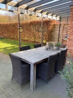 Tuintafel met zes stoelen, Tuin en Terras, Tuinstoelen, Ophalen, Gebruikt, Hout