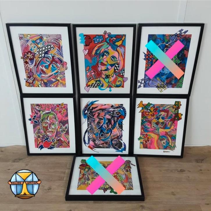 Peintures abstraites de Zippora Mijer Rotterdam 52.5x42.5, Antiquités & Art, Art | Peinture | Abstraite, Enlèvement ou Envoi