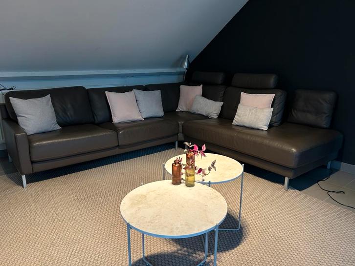 Hoeksalon Rolf Benz grijs taupe in perfecte staat, Huis en Inrichting, Zetels | Complete zithoeken, Zo goed als nieuw, Leer, Ophalen