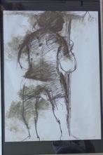 ROGER SOMVILLE / MAN MET PARASOL / KLEURLITHO / 90x59cm KAD, Antiek en Kunst, Ophalen