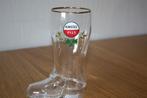 Kleine Amstel bierglas-laars – met rood-wit logo [15,6 cm], Ophalen of Verzenden, Zo goed als nieuw, Glas of Glazen, Amstel