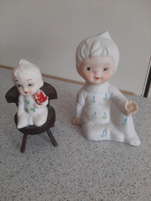 Vintage porseleinen beeldjes – charmant duo uit de jaren ’50, Verzamelen, Beelden en Beeldjes, Zo goed als nieuw, Ophalen of Verzenden