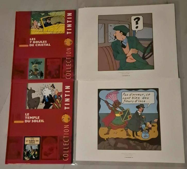 Lot Tintin : estampes Moulinsart neuves + 2 livres, Verzamelen, Stripfiguren, Zo goed als nieuw, Boek of Spel, Kuifje, Ophalen of Verzenden