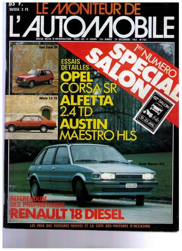 LE MONITEUR AUTOMOBILE 785:(dec83) CORSA SR - R18 - MAESTRO, Livres, Enlèvement ou Envoi, Utilisé, Collectif