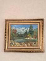 schilderij landschap met kader 70 X 60cm, Antiek en Kunst, Kunst | Schilderijen | Klassiek, Ophalen