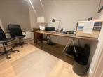 Bureau inclusief massief eikenhouten blad 2 stalenhandgrepen, Ophalen, Gebruikt, Bureau