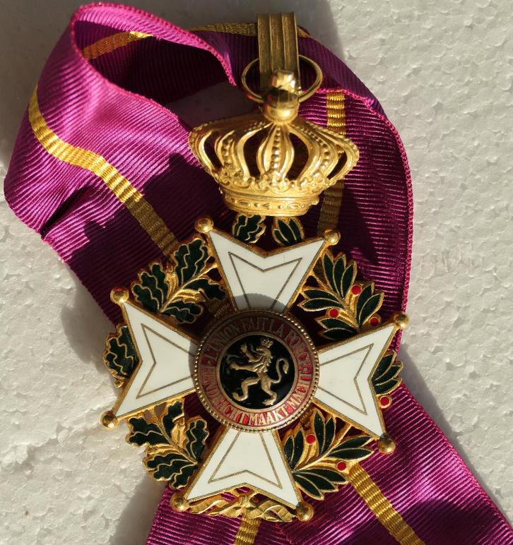 Commandeurskruis Leopoldsorde met gouden streep, Verzamelen, Militaria | Algemeen, Lintje, Medaille of Wings, Ophalen of Verzenden