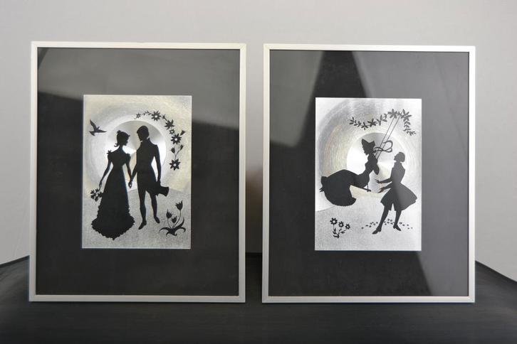 Ensemble de 2 décorations murales en forme de silhouette, Collections, Rétro, Maison et Meubles, Enlèvement ou Envoi