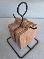 Set van 6 houten onderzetters met metalen houder, Ophalen of Verzenden