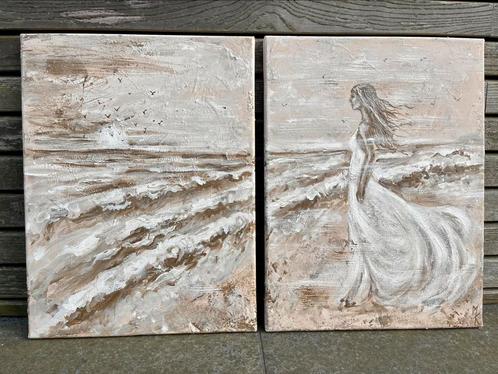 Romanch schilderij 2 luik Mk Art, Antiek en Kunst, Kunst | Schilderijen | Modern, Ophalen of Verzenden