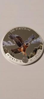 1 oz zilver congo world wildlife the peregrine gekleurd, Postzegels en Munten, Ophalen of Verzenden, Zilver