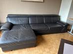 Zetel : Bruin lederen 3 zit met chaise longue, Huis en Inrichting, Ophalen, Zo goed als nieuw, Leer