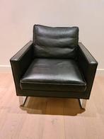 Zwarte lederen fauteuil - Melba armchair zwart graniet, Huis en Inrichting, Fauteuils, Leer, Ophalen of Verzenden, Zo goed als nieuw