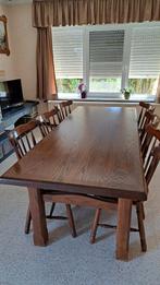 Mooie vintage tafel met 6 bijhorende stoelen, Ophalen, Zo goed als nieuw