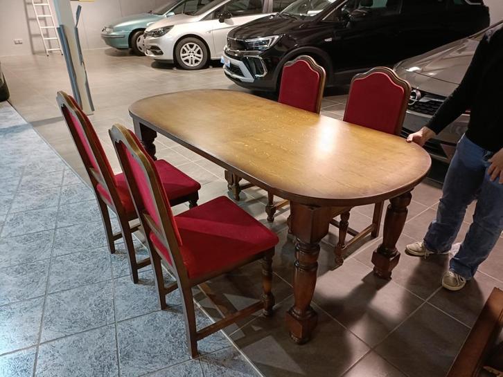 eettafel in eik + 4 stoelen, in zeer goede staat NWE PRIJS !, Huis en Inrichting, Tafels | Eettafels, Gebruikt, 200 cm of meer