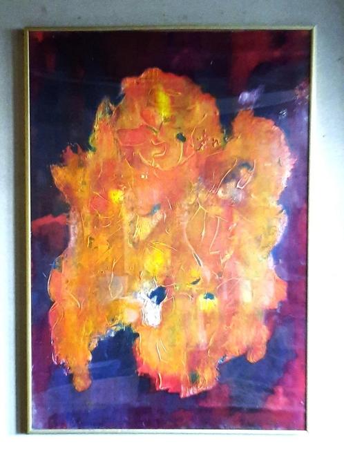 Schilderij abstracte compositie- Olieverf op paneel-100x70cm, Antiquités & Art, Art | Peinture | Abstraite, Enlèvement