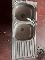 Te koop dubbel bak inox wastafel met kraan, Ophalen, Zo goed als nieuw