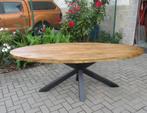 Mango houten tafel, Ophalen, 100 tot 150 cm, Metaal, Ovaal