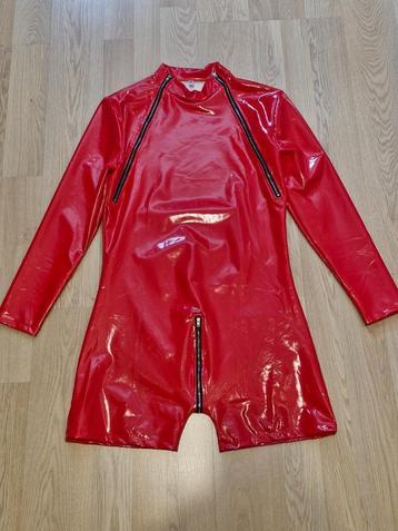 Bodysuit Heren Lak PVC Rood beschikbaar voor biedingen