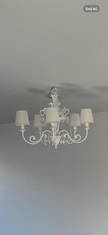 Philips kroonluchter, incl. spaarlampen, wit, Huis en Inrichting, Lampen | Kroonluchters, Ophalen of Verzenden, Gebruikt, Glas