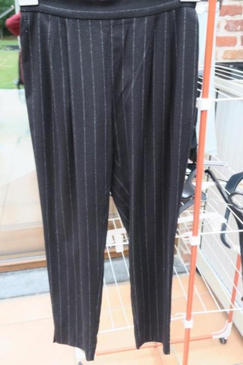 Broek nieuw zwart streep Toupy Paris mt S, Kleding | Dames, Broeken en Pantalons, Nieuw, Maat 36 (S), Zwart, Lang, Ophalen of Verzenden