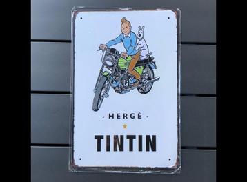 Metalen plaat van Kuifje op de motorfiets  beschikbaar voor biedingen