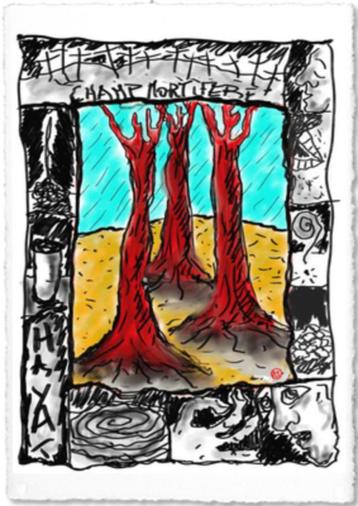Les arbres rouges - Photo lithographie beschikbaar voor biedingen