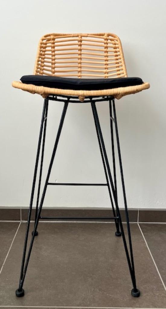 Barkruk SET VAN 3 - NIEUW met factuur, Huis en Inrichting, Barkrukken, Nieuw, 60 tot 90 cm, Metaal, Riet, 3 krukken, Ophalen